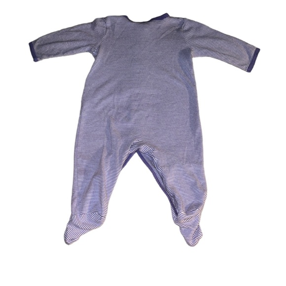 3/$20 CARTER’S 9M Purple & White Striped Butterfly Snap Button Footie Sleeper - Picture 2 of 3
